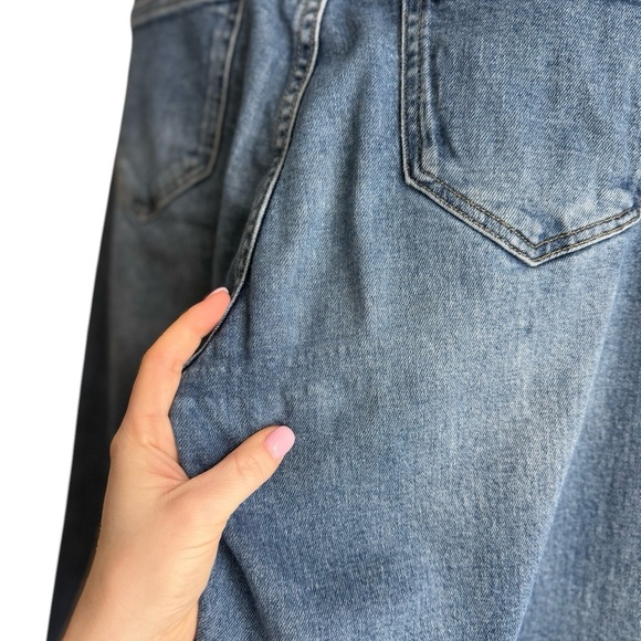 OAK + FORT Wide Leg High Rise 25” Crop Denim Jeans Size 26/Medium - Picture 9 of 10